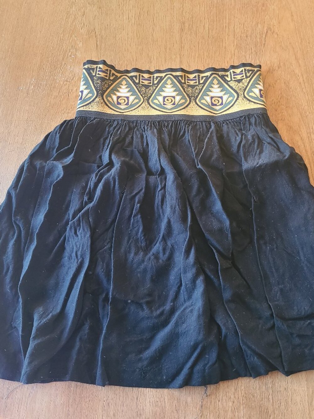 Vintage 1990s Wide SW inspired pattern elastic waistband pleated miniskirt -sz M